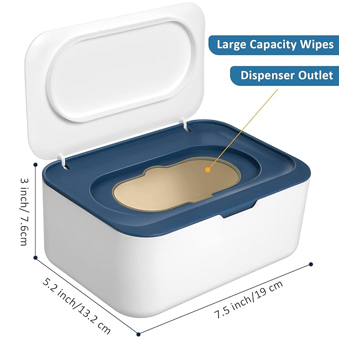6 Pack Baby Wipes Dispenser Wipe Holder with Lids Refillable Container with Sealing Design Keeps Fresh Easy Open and Close for Bathroom Baby Nursery(Dark Blue)