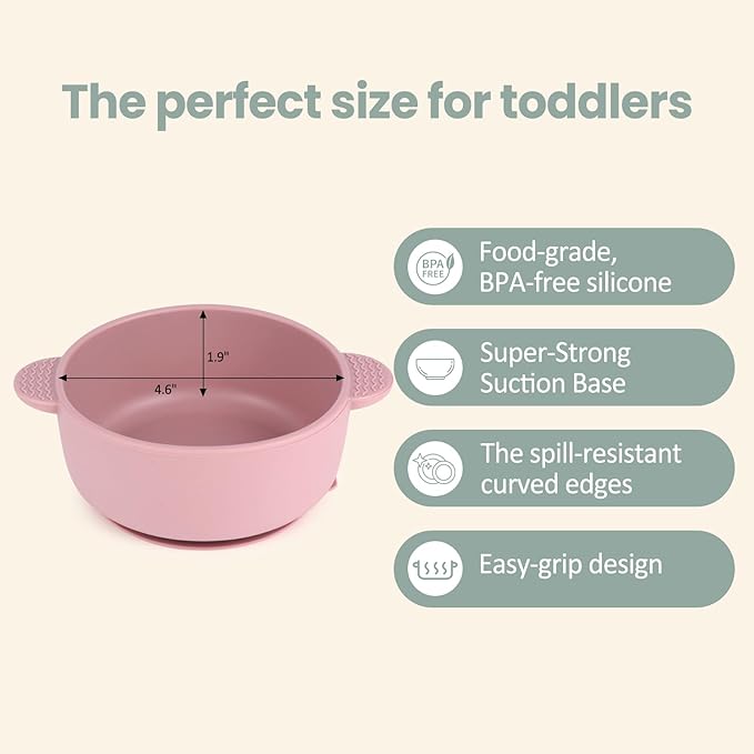 3 Pack Baby Bowls with Suction, Stay Put Silicone Suction Bowls for Babies Toddler Kids, BPA Free, Soft Safe Baby Led Weaning Supplies for Food Bowl, Microwave and Dishwasher Safe