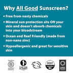 All Good Baby & Kids Mineral Sunscreen Butter Stick for Face, Nose, Ears - UVA/UVB Broad Spectrum SPF 50, Coral Reef Friendly, Water Resistant, Zinc Oxide, Coconut Oil, Beeswax, Vitamin E (2.75 oz)