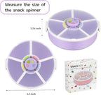 Kids Reusable Rotating Snack Container with 5 Separate Compartments, Color Matching Opening Lid, BPA/PVC-Free, Dishwasher Safe, Perfect for Travel, School Lunches & On-the-Go Snacking-Purple