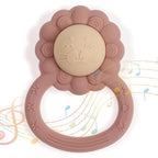 Rattle Teether, Lion Shape Montessori Baby Sensory Teething Toys, Food Grade Silicone BPA Free, Newborn Essentials Must Haves (Shifting Sand Dusty Lilac)