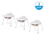 Foundations Secure Sitter Feeding Chairs Multipack, No-Tip Feet, 3-Point Adjustable Harness, Removable Tray, Easy to Clean, Stackable Feeding Chairs, 3 Pack (11 inch)