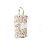 Quilted Baby Wipe Holder Floral Quilted Diaper Pouch Portable Mommy Bag for Travel Stroller Daily Casual (Beige)