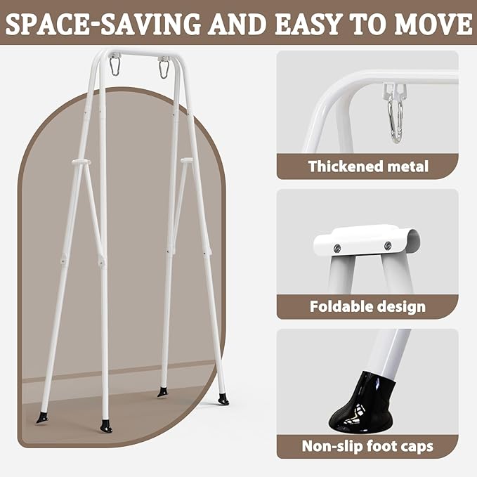 2 in 1 Toddler Swing & Baby Jumper, Foldable Baby Jumper with Soft Cushion, Foldable Indoor & Outdoor Use, Easy to Install & Store Swing Sets for Backyard Play (Black)