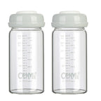 COMI Wide Neck Glass Breastmilk Collection n Storage Bottle, 8oz with Screw Ring Sealing Disk; Re-markable Sealing Disc. BPA Free, Fits Breast Pumps & Nipples (2 Gray Lids)