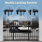 ALLAIBB Extra Wide Pressure Mount Baby Gate Auto Close Black Metal Child Dog Pet Safety Gates with Walk Through for Stairs,Doorways,Kitchen and Living Room (71.65-85.03"/182-218cm)