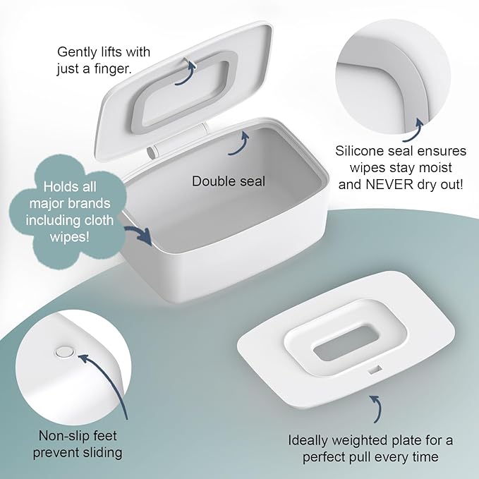 Zdolmy Wipes Dispenser, Wipe Holder for Baby, Refillable Wipe Container, Large Capacity, Lengthen, Fit for Most Standard Baby Wipe