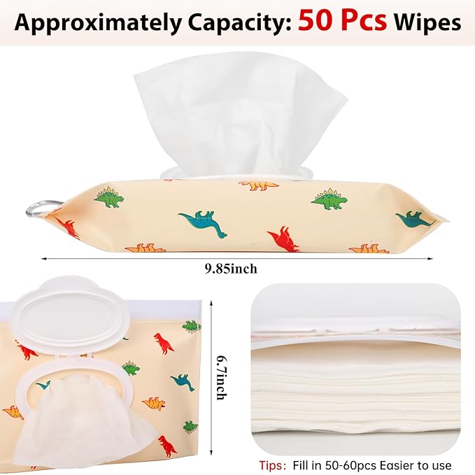 2Packs Baby Wipes Dispenser Portable Baby Wipe Holder Refillable Wet Wipes Container Reusable Travel Wipes Case, Keeps Wipes Fresh(Yellow)