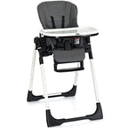 INFANS High Chair for Babies & Toddlers, Foldable Highchair with Multiple Adjustable Backrest, Footrest and Seat Height, Removable Tray, Detachable PU Leather Cushion, Built-in Rear Wheels (Dark Grey)