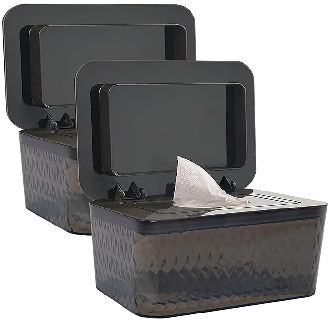 2 Pack Wet Baby Wipes Dispenser - Large Capacity Wipe Holder Seal-Designed Dust-Proof Wet Wipes Container Keep Diaper Wipes Fresh
