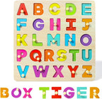 GRINNNIE Toddler Puzzle for 1 2 3 Years Old, Wooden Alphabet Number Peg Puzzles for Preschool Toddlers Age 2-4, Great Learning Puzzle Toy 1st Birthday Gift for Girls Boys
