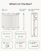 Grownsy Baby Gate for Stairs- No Bottom Bar, Adjustable Width 29.8” to 43.5” for Child and Pet, Dog Gate with Auto-Close & One-Hand Operation, Hardware-mounted Installation for Doorways and Indoor Use