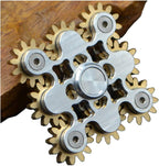 Pure Brass Fidget Spinner Gears Linkage Fidget Gyro Toy Metal DIY Hand Spinner Spins Long Time EDC Focus Meditation Break Bad Habits ADHD with Multiple Premium Bearings (9 Gears White)