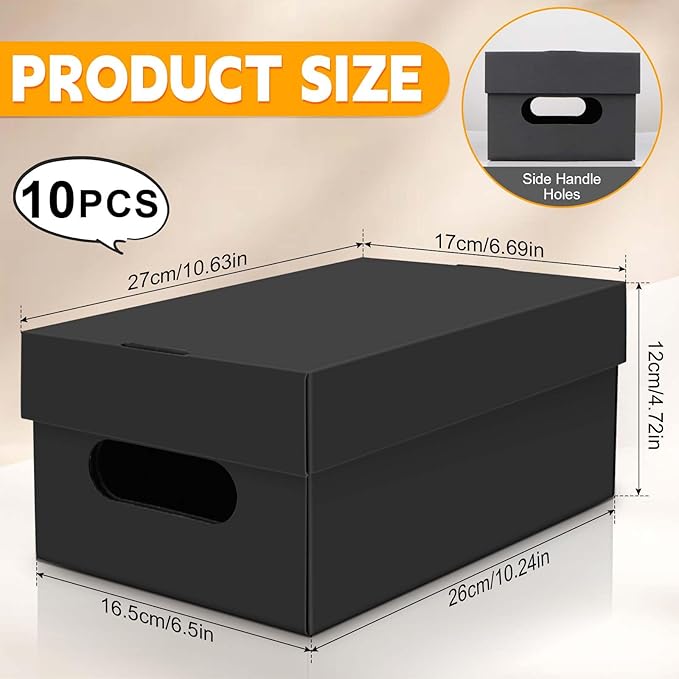 10PCS Photo Storage Box for 4"x6" Photos,10.2“ x 6.5“ x 4.7“ Picture Box Store and Protect Pictures,Documents Black
