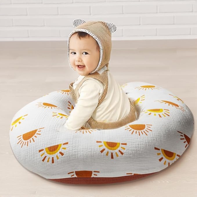 2 Pack Muslin Nursing Pillow Cover 100% Cotton Boho Neutral Stretchy Removable Baby Nursing Covers for Breastfeeding Pillows Soft Breathable Pillow Slipcover for Newborn Baby Boy or Girl (Boho)