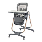 6 in 1 Convertible High Chairs for Babies and Toddlers,Portable High Chair with Dishwasher Tray and 4 Wheel,Booster Seat for Dining Table,Foldable Toddle and Baby Feeding Highchair (Gold-Grey)