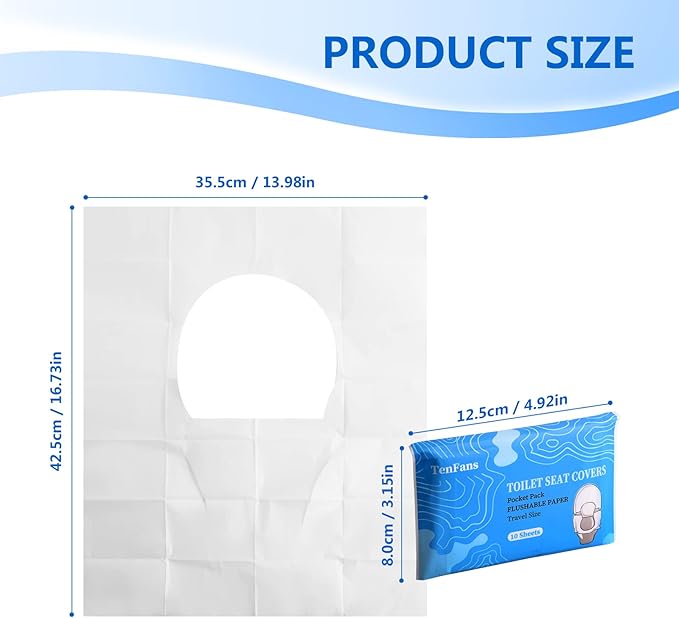 Toilet Seat Covers (60 pack), XL Flushable and Biodegradable Paper Cover Disposable for Adult and Kids’ Potty Training, Great for Airplane, Travel Seats, Public Restroom and Camping