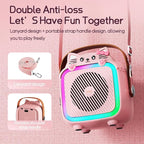 Karaoke Machine with 2 Wireless Microphones for Kids Adults,Portable Bluetooth Speaker Girls Toddlers Toy Gift for Aged 3-12 Year Birthday Parties Christmas Party - Pink
