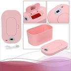 Baby Wipe Warmer, Portable USB Powered Baby Wet Wipes Dispenser Holder with Temperature Control, Paper Towel Heater for Home, Car, Travel (Roseate)