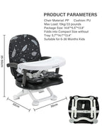 Baby Booster Seat for Dining Table with Removable Tray & Cushion, 3in1 Portable Toddler Booster Seat, 4 Height Adjustable Travel High Chair for Babies and Toddlers