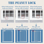 DEARBB Triple Lock Baby Gate for Stairs Doorways and House 31" to 86" Extra Wide Pressure Mounted Easy Walk Through Auto Close Safety Pet Gate White 31.1-48.42"