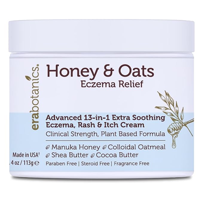 Eczema Cream with Manuka Honey & Colloidal Oatmeal – Extra Strength Anti Itch Cream for Dry, Sensitive Skin – Dermatitis & Itchy Skin Relief Moisturizer for Adults & Kids– Steroid Free Face & Body Use