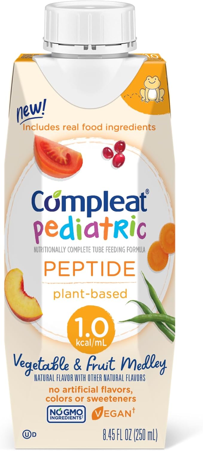Compleat Pediatric Peptide 1.0 Pediatric Tube Feeding Formula Vegetable/Fruit Medley Flavor 250 mL Carton 24 Ct