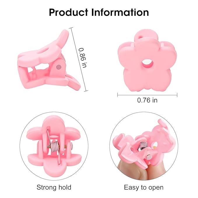 Small Flower Hair Clips 100PCS, Mini Hair Clips Baby Claw Clips Cute Jaw Clips Hair Pins Hair Barrettes Toddler Hair Accessories for Women Girls Kids Teens Pink Colors