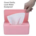 Diaper Wipes Dispenser, Baby Wipes Case, Baby Wipe Holder Keeps Diaper Wipes Fresh, Wipe Container with Non-Slip Feet (Pink)