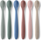 6-Piece Silicone Baby Feeding Spoons for First Stage Infant, Soft-Tip Easy on Gums I Training Spoon Self | Baby Utensils Feeding Supplies, Toddler Spoons Dishwasher Safe & Boil-Proof