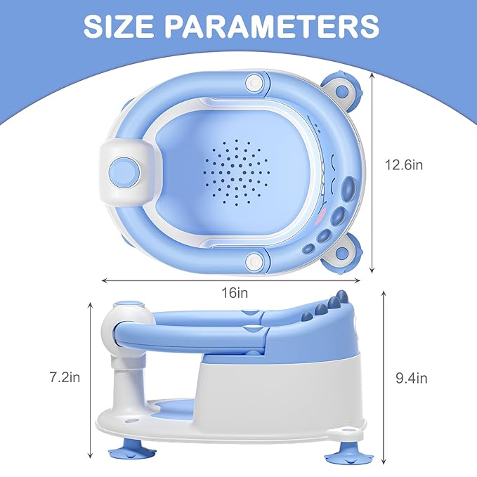 TPN Baby Bath Seat for Babies 6 Months & Up, Non-Slip Toddler Bath Seat with 5 PCS Waterproof Emoji Stickers, Portable Infant Bath Seat for Baby(Blue)