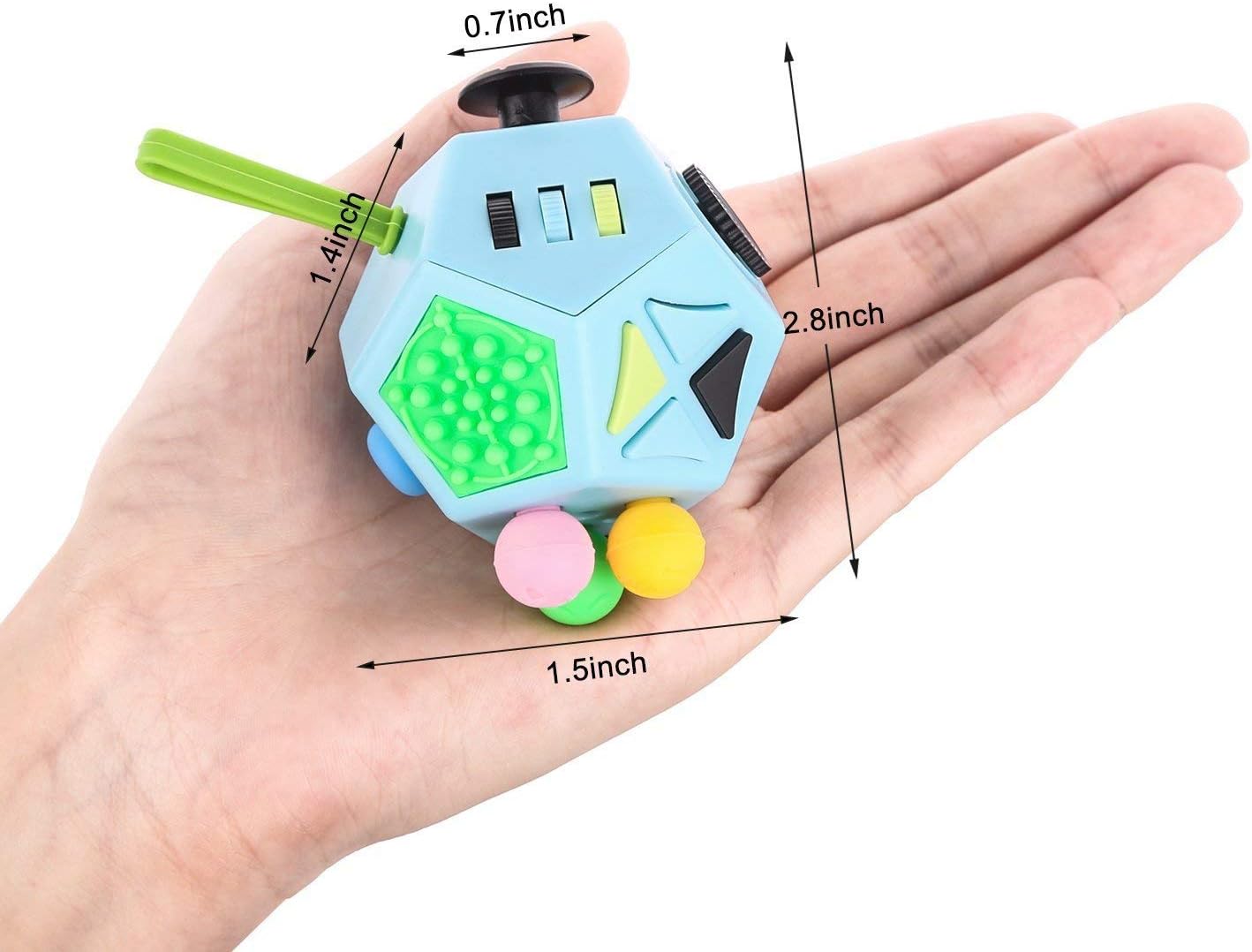 12 Sided Cube Toys,Fidget Toys Relief Stress and Anxiety Depression Anti for Kids and Adults with ADD, ADHD, OCD, Autism(Blue & Mix Colors B3)