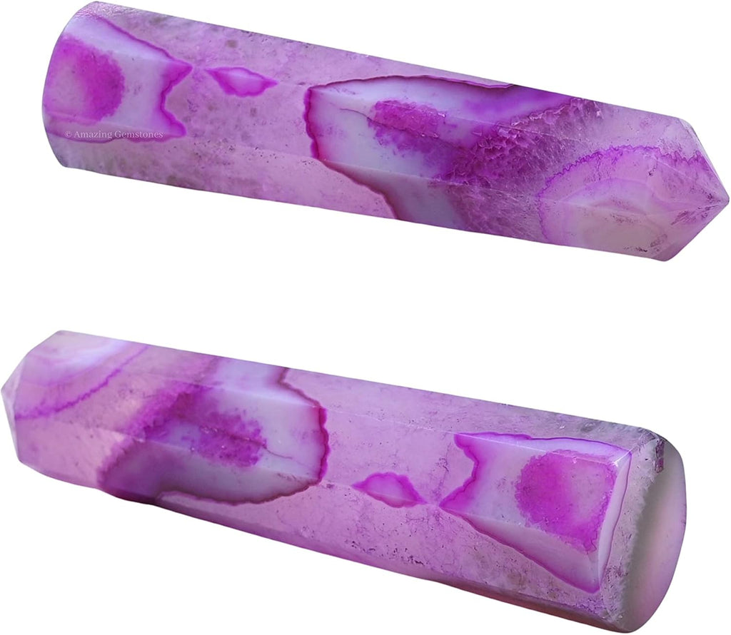 Amazing Gemstone Pink Agate Crystal Towers - Natural Healing Crystal Point Obelisk for Reiki Healing and Crystal Grid (Pink Agate, 3 Inch)