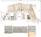 KORIMEFA 8 in 1 Toddler Slide Set, Kids Slide for Toddlers Age 1-3, Toddler Climber PlaySet with Basketball Hoop and Ball, Outdoor Indoor Kids Playground for Toddlers 1-3, Beige