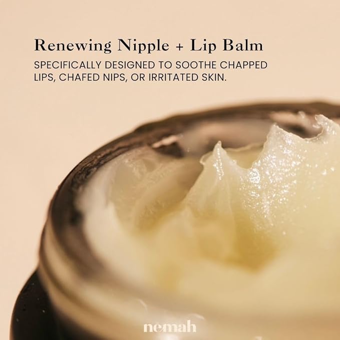 Nemah - Organic Nipple Balm, Nipple Cream Safe for Breastfeeding - 2-in-1 Nipple Butter & Lip Balm, Nursing Nipple Balm - Non-Greasy, Vegan, & Cruelty-Free - 1 oz.