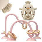 Baby High Chair Suction Toys Teething Chew - Baby Table Toys, Teething Toys Silicone Teethers, Food Grade Silicon for 6 12 18 Months (Rosepink Beige)