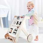 Beright Wooden Baby Walker with Roller, Push and Pull Learning Activity Walker, Multi-Functional Kids’ Activity Toy, Multiple Activities Center, Develops Motor Skills & Stimulates Creativity, Natural