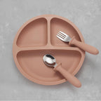 Silicone Baby Feeding Set, 2 Pack Divided Suction Plates for Baby, 2 Pack Spoons and Forks Set Baby Eating Essentials, Feeding Supplies for Toddler Utensils, BPA Free