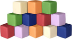Foam Building Blocks for Kids: 12-Pieces PU Leather Colorful Foam Blocks - Building Toys for Toddler - Giant Stacking Blocks Toys - Soft Indoor Playset for Birthday Gift Preschool Learning (Classic)
