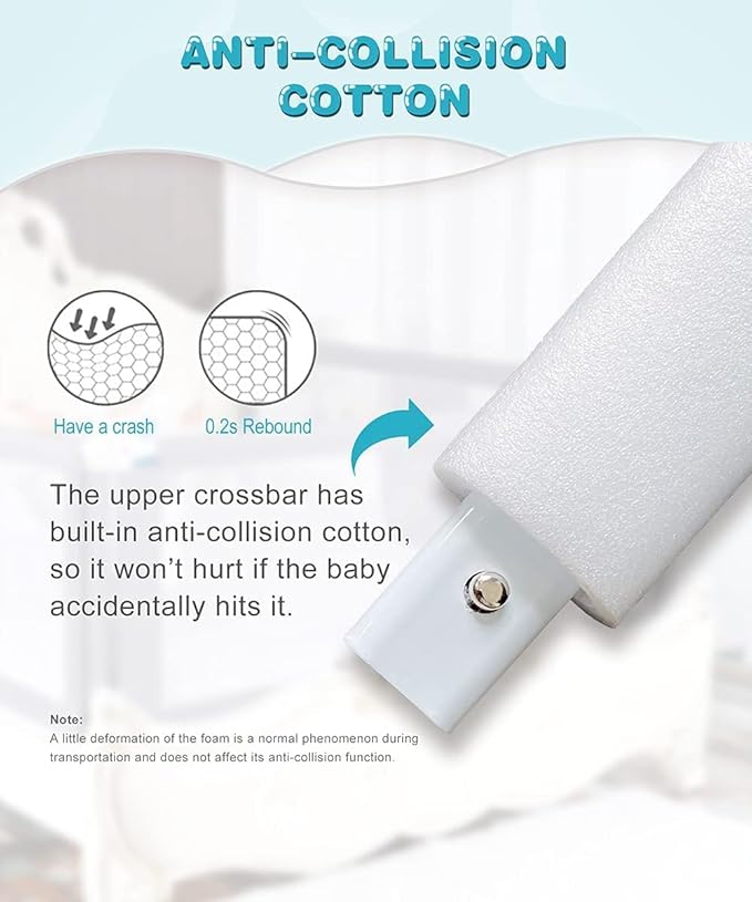 MBQMBSS 37" L x 26.5" H Bed Rail for Toddlers, Baby Bed Rails Guard for Kids Height Adjustable Sturdy Railing with Y-Strap Protective Bed - Fit for Side of Twin Full Queen, King Size (1 Side)