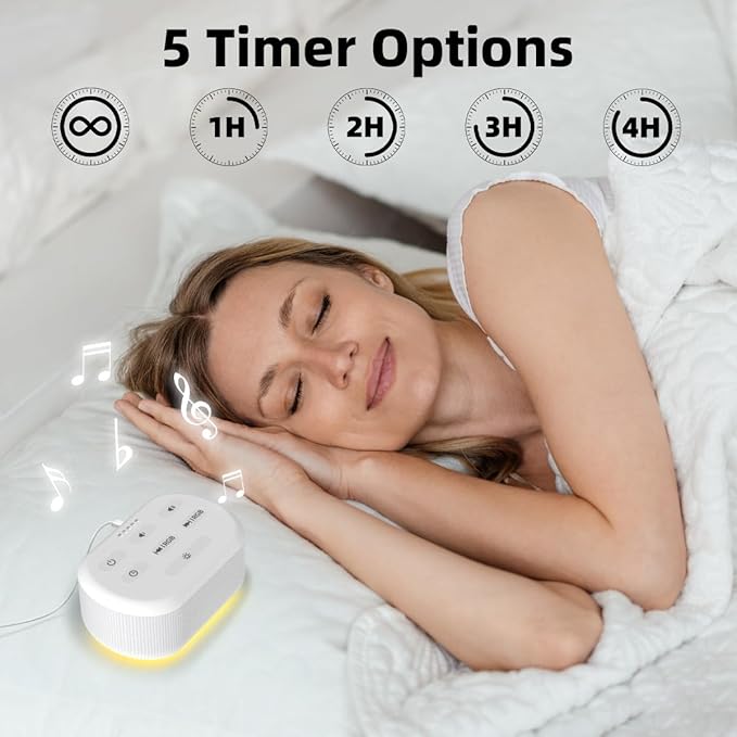 White Noise Machine Sound Machine 30 Soothing Sounds Brown Noise Machine with 12 Night Light Colors Sleep Sound Machine for Adults Baby Kids Noise Canceling for Office Home Privacy Auto-Off Timer