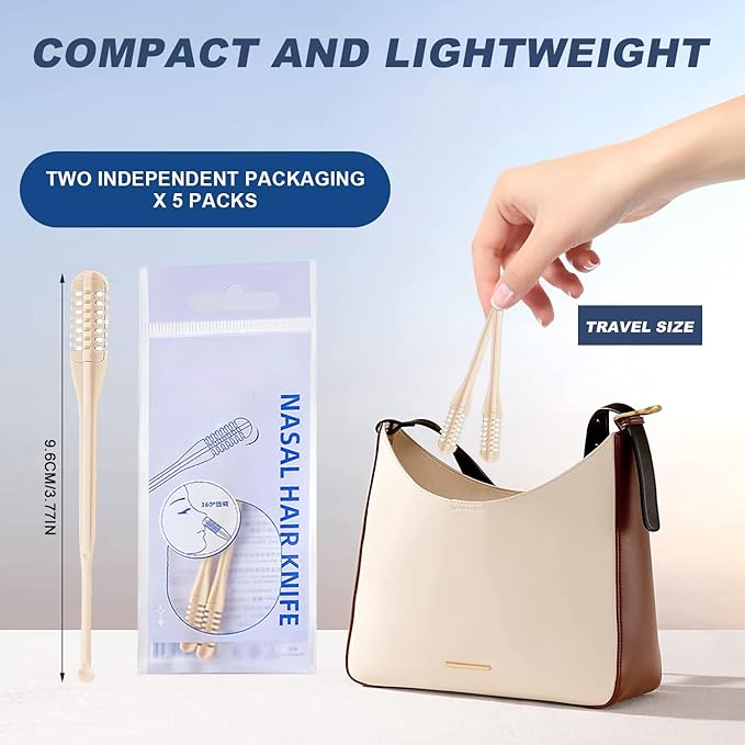 10PCS Nasal Hair Cutter,2025 Upgraded Manual 360° Rotating Nostril Hair Removal Tool,2 in 1 Noses Hairs Knife with Earpick,Portable Manual Nose Hair Trimmer for Women Men Travel Essentials