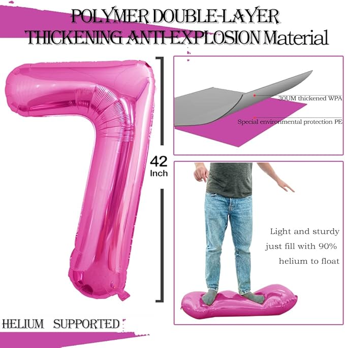 GOER Number 17 Balloons for 17th Birthday Sweet 17 Party Decorations,42 Inch Jumbo Foil Helium 71 Balloons for 71st Birthday Party Decoration (Hot Pink)