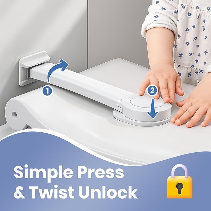 Baby Proofing Toilet Seat Locks Set - Toilet Lid Locks & Multi-Purpose Safety Locks - Easy Installation Child Locks Set with 3M Adhesive - No Tools Required (Pack of 2)