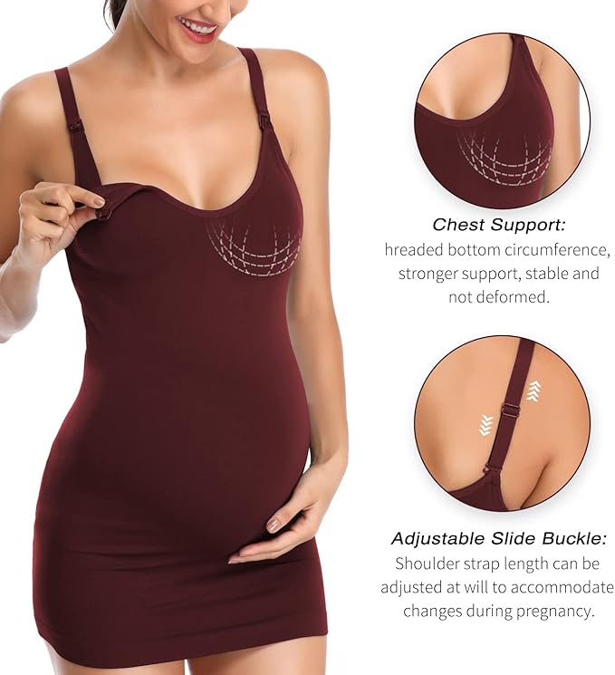 Nursing Tank Tops for Breastfeeding - Pregnancy Must Haves Maternity Camisoles with Built in Bra