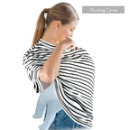 Yoofoss Nursing Cover Breastfeeding Scarf - Baby Car Seat Covers, Infant Stroller Cover, Strechy Carseat Canopy for Boys and Girls (Black Stripe)