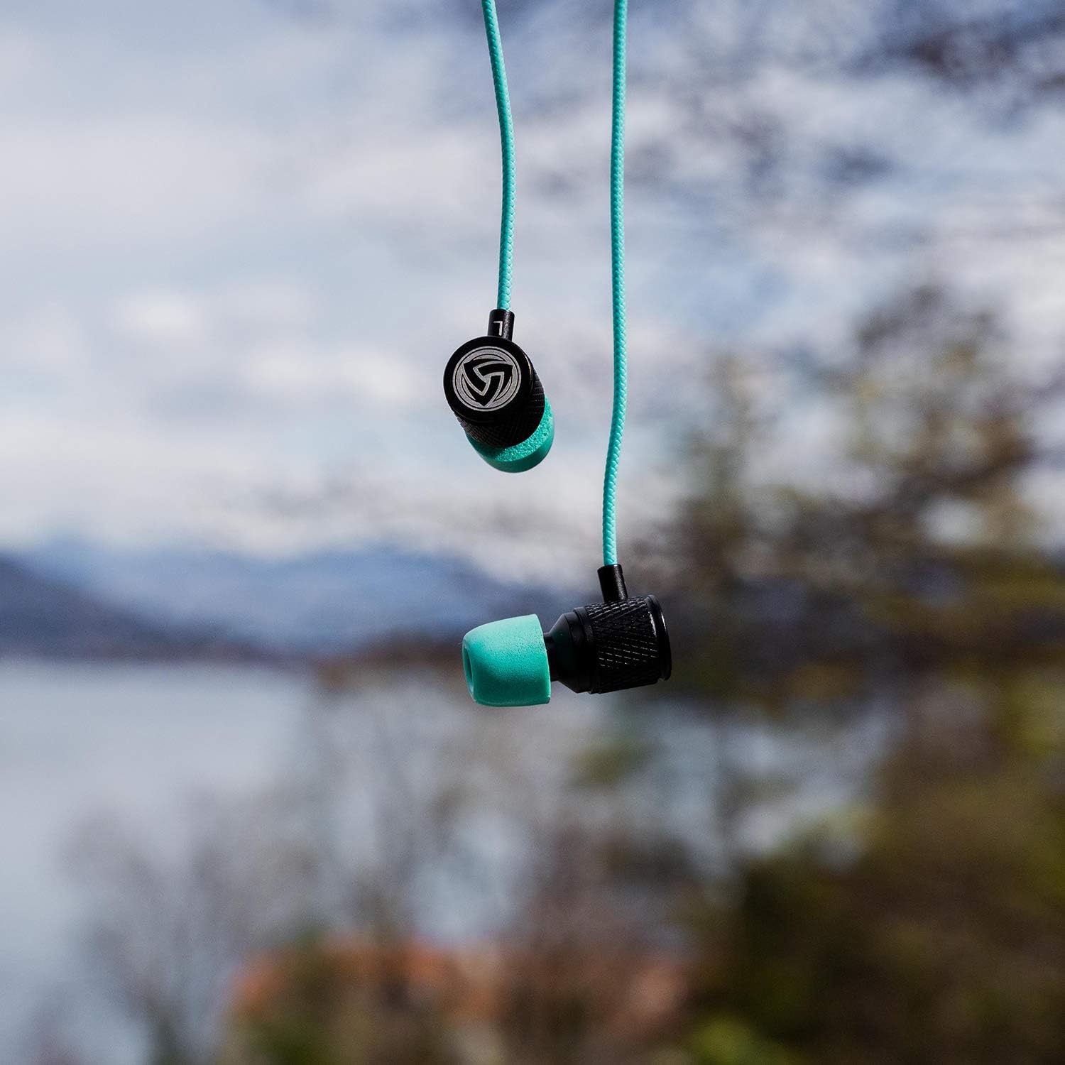 LUDOS Ultra Wired Earbuds in-Ear Headphones, 5 Years Warranty, Earphones with Mic, Noise Isolating Ear Buds, Memory Foam for iPhone, Samsung, School Students, Kids, Women, Small Ears - Turquoise