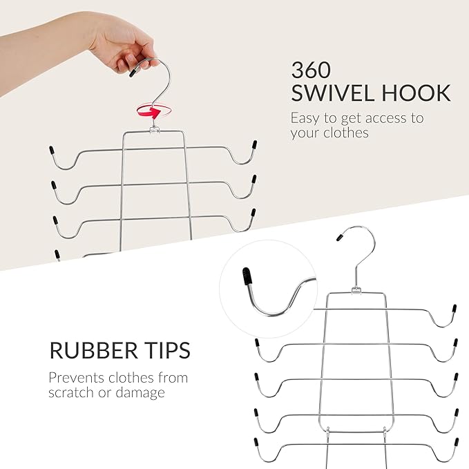 ZEDODIER 3 Pack Tank Top Hanger Space Saving, Bra Hangers for Closet Organizer, Hanging Bra Organizer Tank Tops Holder with 24 Hooks, Metal Closet Organizers and Storage Small Space Solutions, Silver