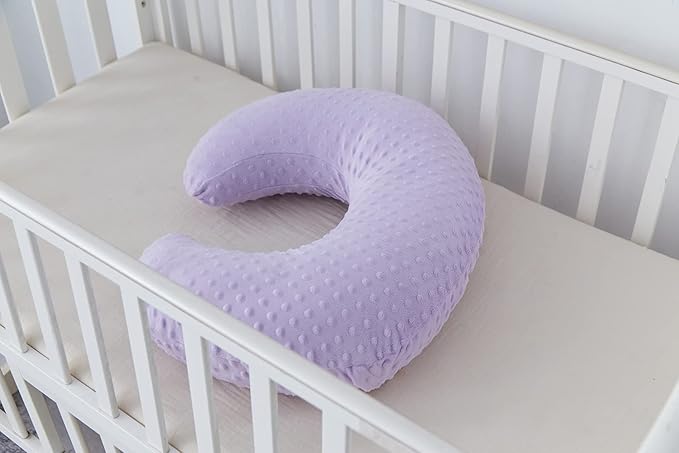 Nursing Pillow and Positioner Breastfeeding and Bottle Feeding, Propping Baby, Tummy Time, Sitting Support for Baby Boy Girl, with Removable Dots Cover (Lavender)