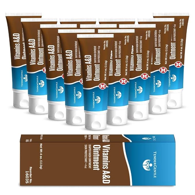 Vitamin A&D Ointment for Baby Diaper Rashes - 4 oz Tube, 12 Pack - A and D Ointment for Adults, Seniors, and Babies